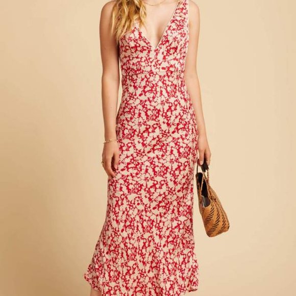deep v floral maxi dress
